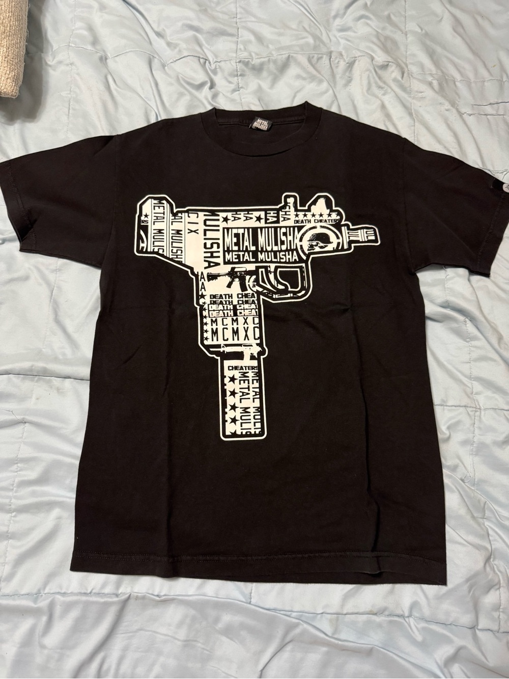Metal Mulisha Black Tee with White Graphic Gun Print